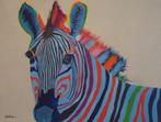 olieschilderij popart zebra (60x80 cm), Antiek en Kunst, Ophalen of Verzenden