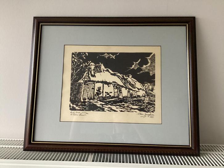 Oude hoeve uit Sint-Pieters-Leeuw, Renaat Van Mieghem, Antiek en Kunst, Kunst | Schilderijen | Klassiek, Ophalen