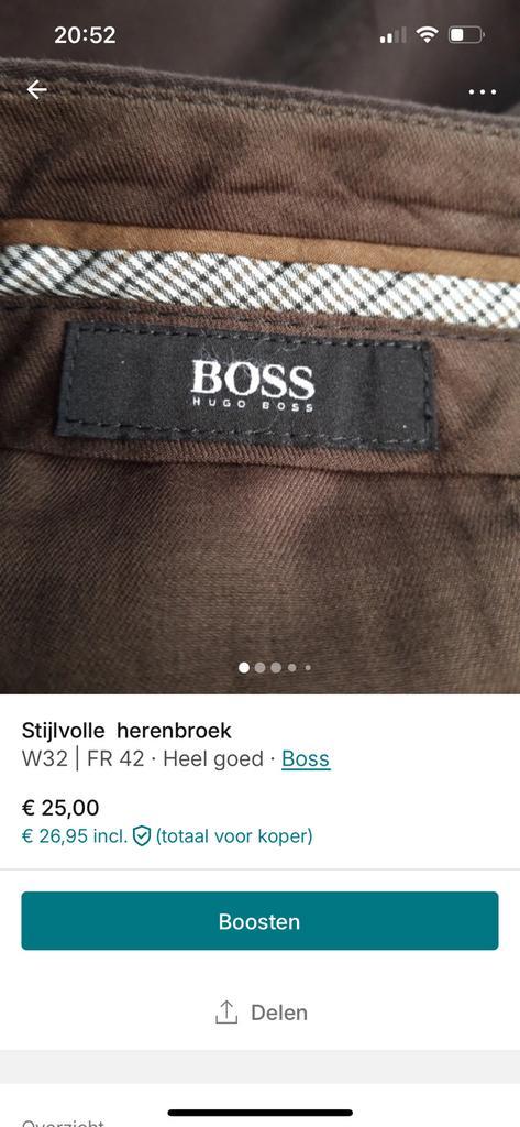 Herenbroek Boss/ maat 48 of 32/ €25 nu €18, Kleding | Heren, Broeken en Pantalons, Zo goed als nieuw, Maat 48/50 (M), Bruin, Ophalen of Verzenden