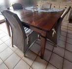 Volhouten bruine eetkamertafel met stoelen, Huis en Inrichting, Complete eetkamers, Ophalen, Zo goed als nieuw