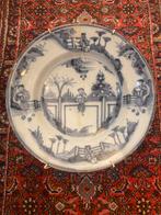 Delfts Blauw Bord - Handgeschilderd Aardewerk - diameter 34., Ophalen of Verzenden