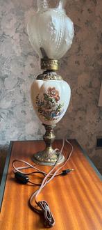 Oude Schemerlamp met glas en koperafwerking, Ophalen, 50 tot 75 cm, Rustiek, Zo goed als nieuw