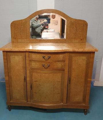 Art deco wortelnoten buffetkast met spiegel – jaren 30/40 beschikbaar voor biedingen