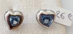 Boucles d'oreille en argent, coeur, topaze bleue, poussette, Avec pierre précieuse, Argent, Puces ou Clous, Enlèvement ou Envoi