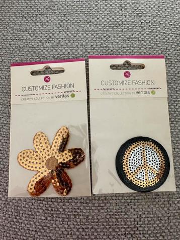 Veritas: glitter bloem (goud) & vredesteken (zilver/zw/goud) beschikbaar voor biedingen