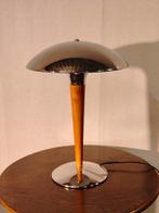 Design Tafellamp Vintage Stijl Fline Eclipse Chroom & Hout, Huis en Inrichting, Lampen | Tafellampen, Ophalen of Verzenden, Hout