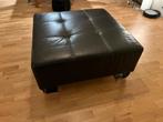 Lederen poef donker bruin, Huis en Inrichting, Zetels | Voetbanken en poefs, Ophalen, Gebruikt, Hoogte 45cm, Vierkant
