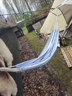 Hangmat gestreept lichtblauw wit donkerblauw 275/100, Tuin en Terras, Ophalen of Verzenden, Eenpersoons, Binnen