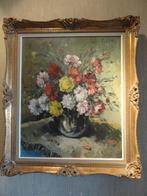 Schilderij vaas met bloemen olieverf op doek get Pirelli, Antiek en Kunst, Ophalen