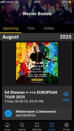 2 tickets Ed Sheeran vr 08/08 Antwerpen, Twee personen