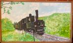 Schilderij op doek trein locomotief, Antiek en Kunst, Ophalen