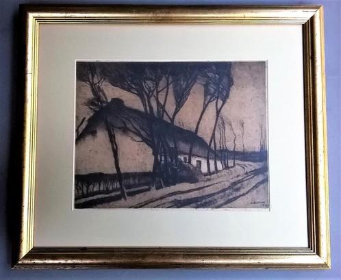 Ets ‘Boerderij in Noord-Brabant’ Alfons Blomme 1919, Antiek en Kunst, Kunst | Etsen en Gravures, Ophalen of Verzenden