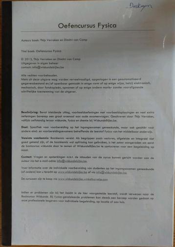 Oefencursus Fysica beschikbaar voor biedingen