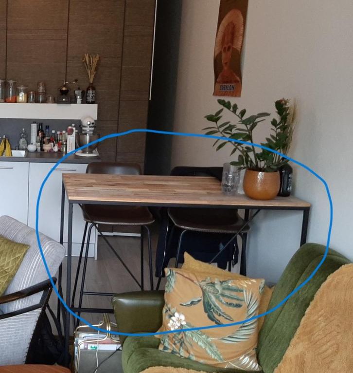 Hoge tafel, Huis en Inrichting, Tafels | Eettafels, Zo goed als nieuw, 50 tot 100 cm, 100 tot 150 cm, Vier personen, Rechthoekig