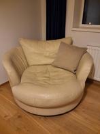 supercomortable real-leather armchair, Huis en Inrichting, Fauteuils, Ophalen, Gebruikt, 125 tot 150 cm, Real leather, cream, neutral style
