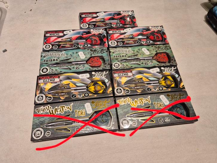 9 sets dartpijlen SHOT, Sport en Fitness, Darts, Nieuw, Pijlen, Ophalen of Verzenden