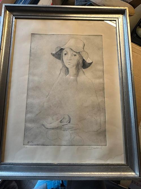 R. De Volder – Gesigneerde droge naald – oplage 33/50 (1974, Antiek en Kunst, Kunst | Tekeningen en Fotografie, Ophalen of Verzenden