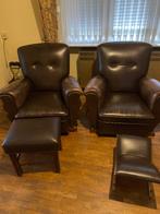2 Leren zetels 1-persoon met voetenbankjes, Ophalen, Gebruikt, Leer