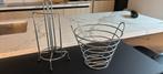 panier à fruit + distributeur de papier inox, Enlèvement, Comme neuf