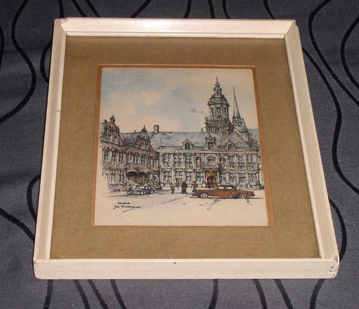 Litho 'Markt van Veurne'  Jan Korthals, Antiek en Kunst, Kunst | Schilderijen | Klassiek, Ophalen of Verzenden