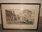 pentekening grote markt Nieuwpoort 1914-1918, Antiek en Kunst, Ophalen of Verzenden
