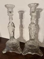 Koppel glazen kandelaars Heilig hart en Maria, Ophalen