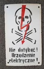 emaillen bordje doodshoofd skull electro vintage decoratie, Ophalen of Verzenden, Gebruikt, Reclamebord