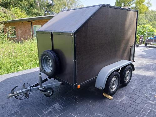 Gesloten ongeremde aanhangwagen-nieuw hout-rijplaat-motor, Auto diversen, Aanhangers en Bagagewagens, Gebruikt, Ophalen