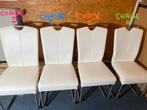 Set van 4 witte kunstleren stoelen, Huis en Inrichting, Stoelen, Vier, Gebruikt, Leer, Wit