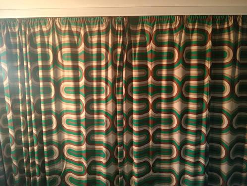 2 panelen met gordijnen uit de jaren zeventig, Huis en Inrichting, Stoffering | Gordijnen en Lamellen, Gebruikt, 150 tot 200 cm