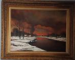 Schilderij met mooie kader winterlandschap, Antiek en Kunst, Ophalen