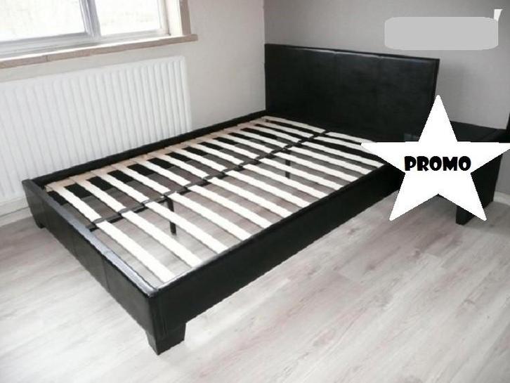 .PW Showroom model Bed 160x200cm in zwart Lederlook., Huis en Inrichting, Slaapkamer | Complete slaapkamers, Zo goed als nieuw