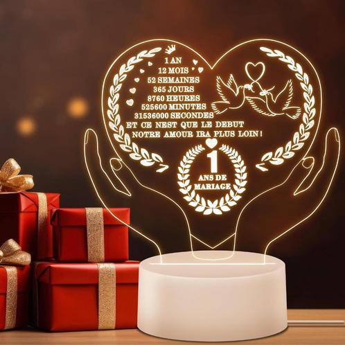 3D-nachtlamp 1 JAAR cadeau, Huis en Inrichting, Lampen | Tafellampen, Nieuw, Minder dan 50 cm, Kunststof, Ophalen of Verzenden