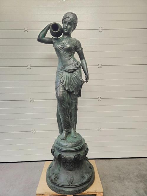 Bronzen zeer mooie dame op zeer mooie voet 1 geheel koopje!, Jardin & Terrasse, Statues de jardin, Enlèvement ou Envoi