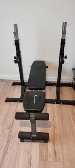 Fitness Bench bank te koop en set gewichten, Ophalen, Kunststof, Gebruikt, Krachtstation