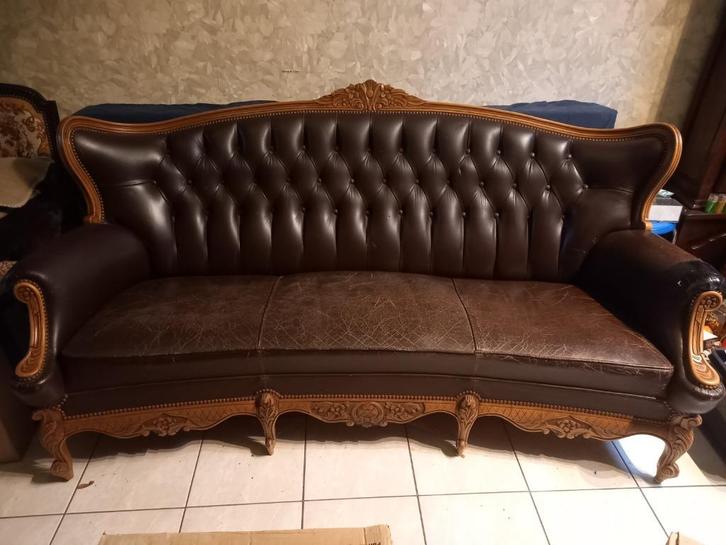 vintage 3 zit en 1 zit, Antiek en Kunst, Antiek | Meubels | Stoelen en Sofa's, Ophalen