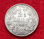 Rare Ancienne Pièce de 2.5 Lires 1867 en Argent, Antiquités & Art, Enlèvement ou Envoi, Argent