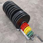 Olympische Bumper Plates Set + Bumper Plates Opbergrek, Sport en Fitness, Ophalen, Zo goed als nieuw