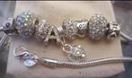 Collier + bracelet snake en argt 925 + 10 pendentifs cristau, Verzenden, Nieuw, Met parel, Zilver