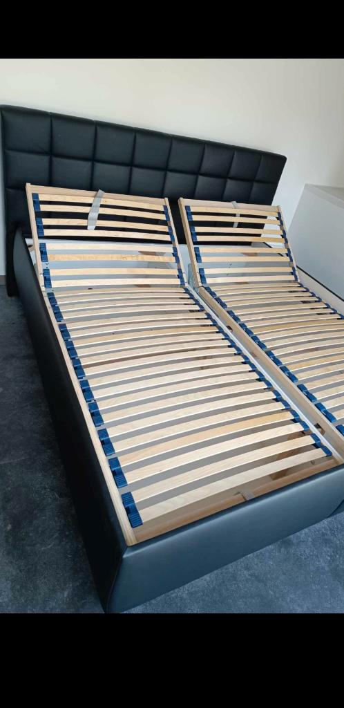Lit box, Huis en Inrichting, Slaapkamer | Boxsprings, Zo goed als nieuw, Overige maten, Tweepersoons, Zwart, Ophalen