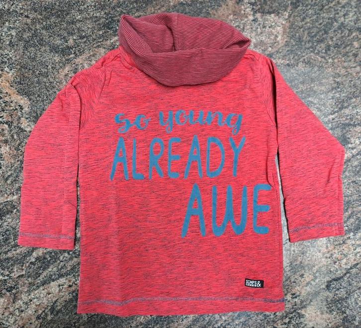 Rood zwart gespikkelde T-shirt kraag lange mouwen mt 86, Kinderen en Baby's, Babykleding | Maat 86, Zo goed als nieuw, Jongetje of Meisje