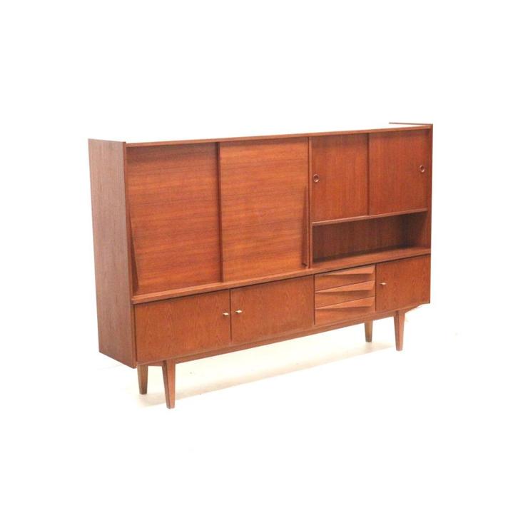 Vintage design dressoir wandmeubel jaren '60 '70 retro, Huis en Inrichting, Kasten | Dressoirs, Teakhout, Verzenden