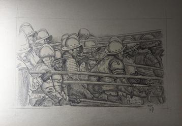 Grafisch werk "En opnieuw de strijd in..."   beschikbaar voor biedingen