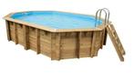opbouwzwembad hout met trapladder en pomp, Comme neuf, 120 cm ou plus, 300 cm ou plus, Rectangulaire