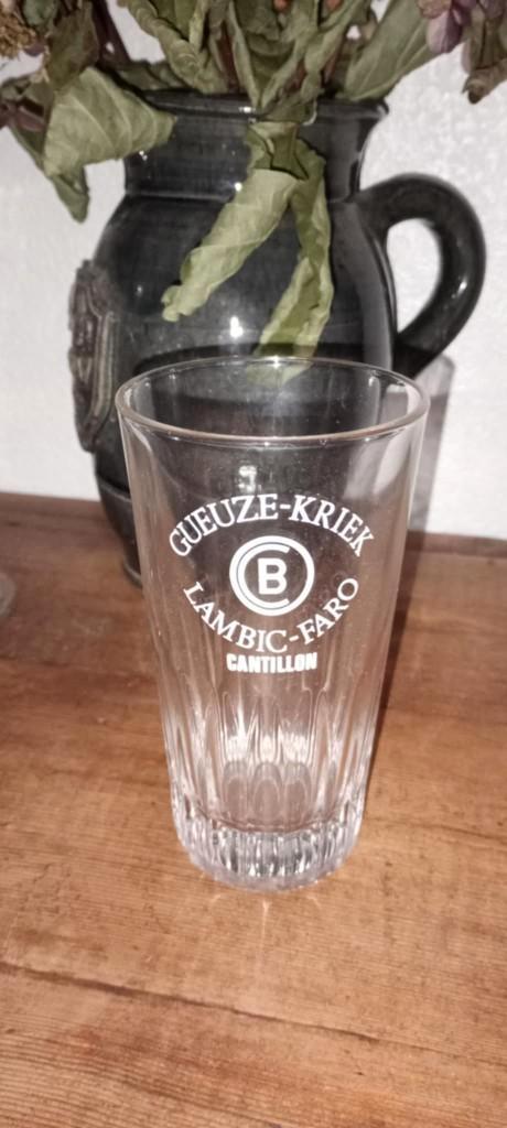 Brouwerij bier oud glas Gueuze-Kriek Cantillon, Verzamelen, Biermerken, Gebruikt, Glas of Glazen, Overige merken, Ophalen of Verzenden