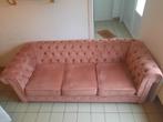 Chesterfield fluwele roze 3 zit en 1 ligbank in goede staat, Huis en Inrichting, Zetels | Zetels, Ophalen, 250 tot 300 cm, Chesterfield