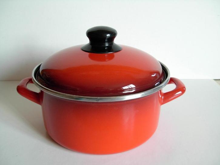 Kochstar kom in rode email, Huis en Inrichting, Keuken | Potten en Pannen, Zo goed als nieuw, Overige materialen, Keramische plaat