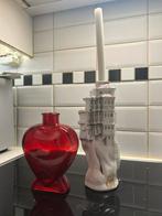 Mooie Rode vaas + kaarsen kandelaar, Huis en Inrichting, Woonaccessoires | Vazen, Ophalen, Zo goed als nieuw