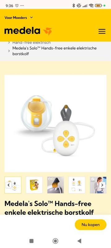 Borstkolf Medela's Solo Hands-free  beschikbaar voor biedingen