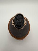 14k gouden ring Romeinse soldaat gegraveerd in onyx, Handtassen en Accessoires, Ringen, 19 tot 20, Ophalen of Verzenden, Zo goed als nieuw